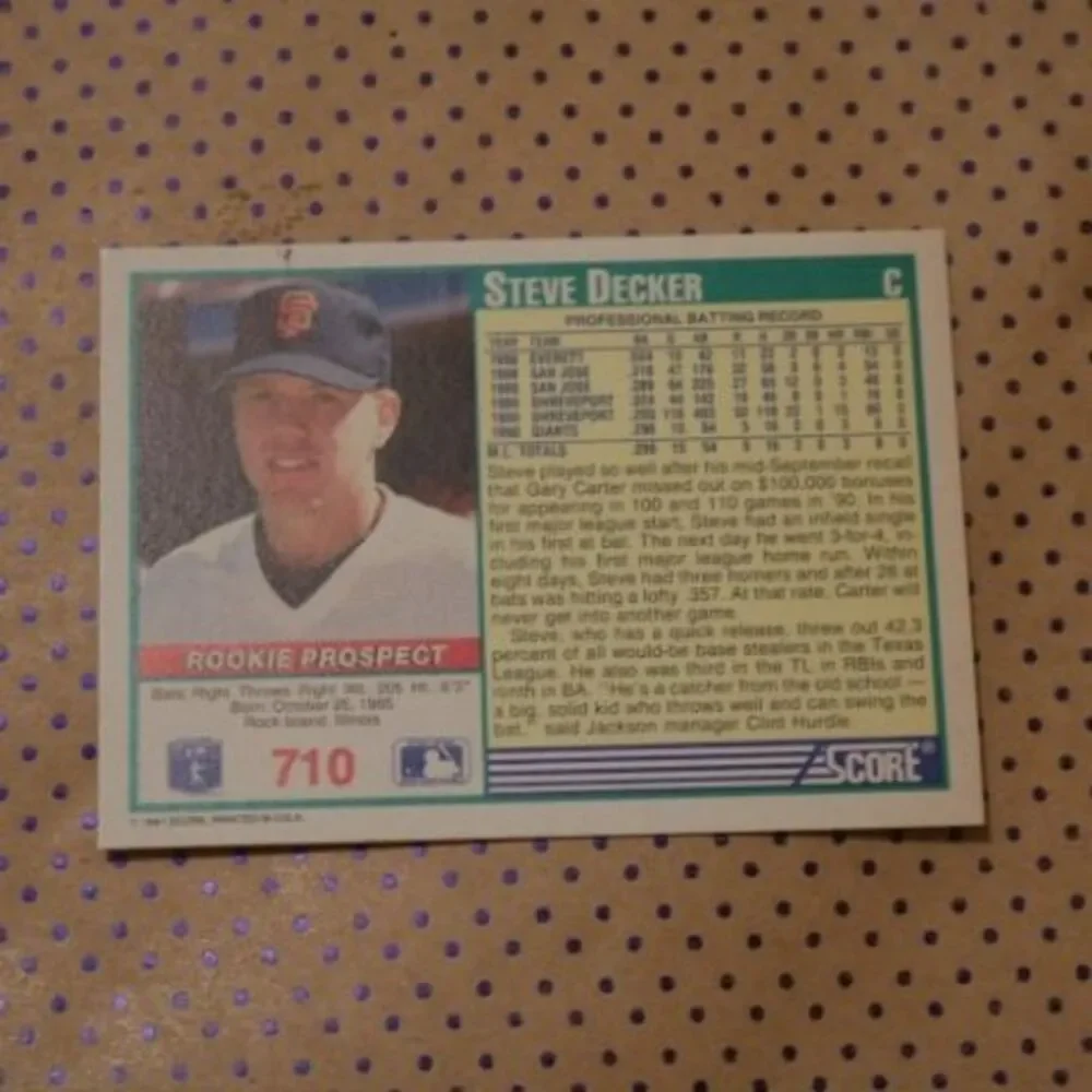 Steve Decker #710 Baseball Card (1991)